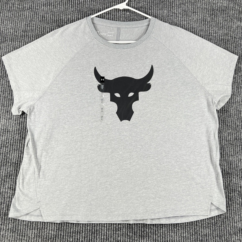 Under Armour Shirt Womens Large Project Rock Gray Short Sleeve Active Casual New